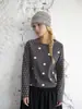 Ropa casual de otoño con un toque elegante: Camiseta de manga larga raglán con lunares en colores contrastantes y cuello redondo, estilo Harajuku, ajuste holgado, para mujer, venta al por mayor