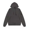 Sudadera con capucha de punto grueso con forro polar, manga larga, estilo europeo y americano, para cruzar fronteras, color liso, con insignia, para hombres y mujeres, isla de amantes