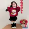 Outono/Inverno 2025 Novo Vestido de Ano Novo Infantil Feliz Ano Novo Feminino Tesouro Plus Veludo Engrossado Vermelho Pulôver Solto Moletom