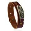 Pulseiras de Couro Estilo Europeu e Americano do Aliexpress, Pulseiras de Couro com Pena de Liga Vintage, Venda Direta do Fabricante, Fornecimento Estável
