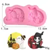 Caramelo de Halloween chocolate horror expresión de fantasma murciélago mago gato molde de silicona pastel de mousse molde para velas