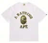 Camiseta casual de manga curta estilo japonês, da marca da moda, com estampa de letras e cabeça de macaco, estilo versátil, para casais, com estampa térmica em algodão puro