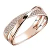 Anel Cruzado Bicolor com Diamantes em Formato X - Conjunto de Anéis Cruzados Simples e Moderno - E-commerce Transfronteiriço - Produto de Venda Quente
