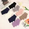 Guantes de punto de imitación de piel de visón de dos dedos con forro polar, hilo grueso, compatibles con pantalla táctil, para hombres, mujeres, estudiantes, ciclismo, guantes cálidos de invierno