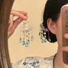 Novo grampo de cabelo verde em forma de U com lótus estilo chinês para mulheres, grampo de cabelo com borla estilo antigo, acessório de cabelo para cheongsam, grampo de cabelo com tendência nacional, ornamento de cabelo Hanfu