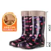 Botas de Lluvia de Gel de Caña Alta Impermeables Zapatos de Goma Botas de Agua para Mujer Adulto Largas de Moda Cocina Antideslizantes Verano