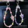 Nueva Cadena de Teléfono Móvil de Aleación con Circonita de Mariposa, Cadena Colgante Corta de Cuentas para Muñeca, Cuerda Colgante para Funda de Teléfono Móvil, Llavero de Coche