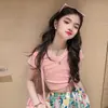 Conjunto de Pantalones Anchos de Pierna Versátil Estilo Chino Nicho Graffiti de Manga Corta de Seda de Hielo Nuevo Estilo Verano 2023 para Niñas