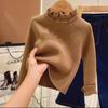 Suéter de Otoño e Invierno para Niñas, Elegante Ropa de Punto de Color Sólido con Volantes y Encaje, Cuello Semi Alto, Estilo Coreano Moderno