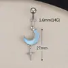 Colgante de Luna Europeo y Americano Transfronterizo Clavo para Ombligo Estilo Pequeño Fragante Clavo para Ombligo de Diamante Anillo para Ombligo de Acero de Titanio Flor Pequeña Anillo para Ombligo Botón para Ombligo