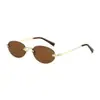 Gafas de Sol Ovaladas Sin Marco para Mujer Estilo Nuevo Venta Caliente Transfronteriza Moda para Usar Gafas de Sol Estilo Montura Pequeña Gafas de Metal