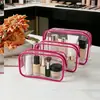Bolsa de maquiagem em PVC transparente, à prova d'água, grande capacidade, bolsa de maquiagem e higiene pessoal para viagem, bolsa portátil para armazenamento de skincare, múltiplas cores