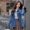 Foto Real de Tesouros Vintage~ Camisa Jeans Azul Vintage tipo Algodão para Mulheres, Top Jaqueta Casual Solto Versátil, Outros