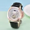 Dropshipping Forsining Esqueleto Completo Correa de Cuero Genuino Impermeable Reloj Mecánico Automático para Hombre Reloj para Hombre