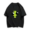 Camiseta divertida de algodão puro com estampa abstrata de emoji de alienígena, manga curta, corte solto para o verão, top unissex