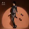 Body de medias de seda brillante, entrepierna triangular sin costuras, de cuerpo completo, entrepierna abierta de cinco dedos, lencería sexy ajustada para hombres y mujeres