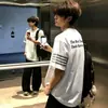 Camiseta de Manga Corta con Bordado de Letras Retro Americano para Hombre Joven Verano Holgada para Pareja Tendencia High Street