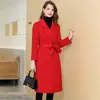 Nuevo Abrigo de Lana para Mujer Invierno 2026, Abrigo de Lana de Longitud Media por Encima de la Rodilla Ajustado con Cinturón, Ropa de Abrigo de Lana de Alta Gama para Mujer