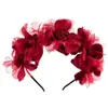 Acessórios de Cabeça Transfronteiriços Guirlanda Artificial Noiva Tela Grande Gaze Flor Faixa de Cabelo para Meninas Rolo de Cabelo Núcleo de Flor Faixa de Cabelo com Flor Acessórios de Cabelo para Performance