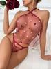 Europa e os Estados Unidos comércio exterior novo lingerie sexy sexy malha impressão perspectiva lace-up três- ponto terno sexy atacado