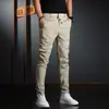 Calças Jogger Cargo Masculinas Casuais Diárias para Uso Externo, Caminhada, Escalada, Pesca, Slim Fit, Tecido de Seda Gelada, Roupa de Trabalho, Calças de Marca