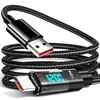 Cargador de Coche Digital 120W Super Carga Rápida Tipo-C Compatible con Apple 17/16, Huawei, Vivo, Oppo, Xiaomi Cable de Carga para Coche