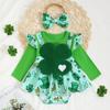 Fronterizo Bebé Niña Bebé Serie Trébol de Cuatro Hojas St. Vestido de manga larga para las fiestas de Patrick