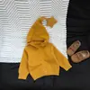 Abrigo Suéter Nuevo Estilo Otoño/Invierno para Niños 2026 Estilo Coreano Niños Niñas Lindo Cárdigan con Capucha Bebé Top Color Sólido