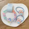 Pulsera de Acrílico de Dibujos Animados para Niños, Pulsera de Cuentas Hecha a Mano para Niña, Combinación de Gomas para el Cabello, Set de Tres Piezas