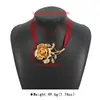 N12161 Europa y Estados Unidos ZA industria pesada exagerada cadena de clavícula de viento de metal tridimensional dulce fresca flor de rosa colgante collar mujeres