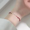 Pulsera de Tubo Dulce y Fresca de Plata S925 para Mujer Hecha a Mano DIY Ajustable de Empujar y Jalar con Cuerda Trenzada C0729