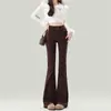Calça Jeans Wide Leg Marrom para Mulheres Nova Temporada 2025 Cintura Alta Emagrecedora Calça Bootcut Calça Flare Marrom Melard