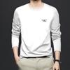 Camiseta modal de manga larga para hombre con cuello redondo, camiseta básica de primavera y otoño, ropa para mediana edad, nueva camiseta 2025 de alta calidad