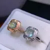 Anillo de Piedra de Uva Natural, Cristal Fluorescente Tipo Hielo, Plata 925 Limpia, Piedra Principal Finamente Incrustada 6*8mm