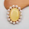 Nuevo Plato Ovalado de Flor con Pedrería y Perlas Hebilla de Diamante Ojo de Gato Aleación DIY Hecho a Mano Tocado de Novia Accesorios Antiguos