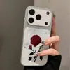 Diseño Artístico de Rosa Adecuado para Funda de Teléfono Apple 17 iPhone 18 Pro Max Cobertura Completa 16 Pro Textura de Cuero Anticaídas Estilo Simple
