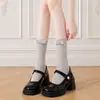 Calcetines de algodón con borde de volantes estilo Miu, calcetines de media pantorrilla estilo ballet para principios de otoño, calcetines holgados estilo JK japonés Mary Jane