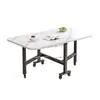 Mesa de comedor plegable para el hogar, mesa rectangular de cocina simple y moderna con ruedas, adecuada para apartamentos pequeños y viviendas de alquiler