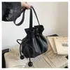 Bolsa Cubo Estilo Coreano con Cordón 2026 Verano Nuevo de Moda Color Sólido Simple para Viajar Gran Capacidad de Hombro Cruzado para Mujer