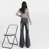 Jeans American Hot Girl Bootcut para Mujer 2025 Otoño Nuevo Aspecto Adelgazante de Cintura Alta Pantalones Acampanados de Pierna Recta Elásticos de Cintura Alta