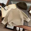 Roupa Infantil Coreana 2026 Nova Retrô Outono/Inverno Blusa Infantil Suéter de Tricô Grosso Camada Base Gola Semi-Alta Suéter para Meninos e Meninas