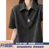 Camisa Polo Masculina Estilo Americano Padrão Espinha de Peixe Retrô Manga Curta Verão Estilo Old Money Top Solto Marca Tendência Camiseta de Manga Meia