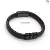 Pulseira Masculina de Negócios Personalizada em Aço Inoxidável e Couro Bangle Magnético Retrô Popular Novo Europeu e Americano Masculino Atacado