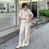 Moda Casual de Verano 2026 Que Luce Rejuvenecedor, Adelgazante y Versátil: Pantalones de Lino de Pierna Ancha + Top con Cinta