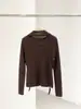 ES MODISH Colección Otoñal Nueva: Elegante Top de Punto con Cuello en V y Detalle de Cinta, Corte Ajustado, Versátil Top de Manga Larga
