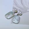 Pendientes de plata de ley S925 con diseño geométrico de perlas barrocas naturales de agua dulce, con temperamento femenino, para celebridades de Internet.