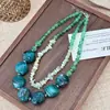 Collar Irregular con Piedras Acrílicas y Perlas, Cadena Sencilla y Elegante para Clavícula, Joyería de Nicho Personalizada de Alta Gama