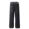 G6422-1-Mankun High Street Retro Americano de Moda Streetwear Resistente Diseño Pintado Pantalones de Mezclilla Rectos para Hombre