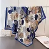 Bufanda Cuadrada Grande de Seda Artificial con Estampado Floral Vintage, Ambiente Estilo Francés, Chal Profesional Versátil, Bufanda con Patrón Diagonal de Seda, Pañuelo para la Cabeza para Mujeres