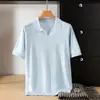 Top de punto de imitación lana fina de manga corta, estilo verano nuevo, transfronterizo para hombre, camiseta de negocios con cuello marinero